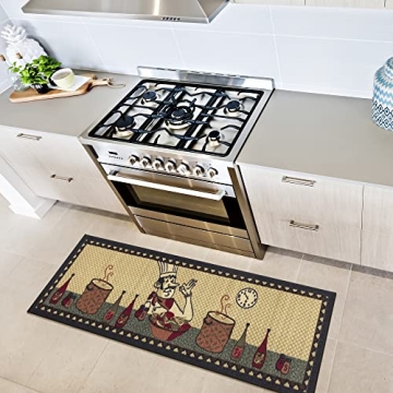 Chef Design Non-Slip Kitchen Runner Rug 20" x 59"
