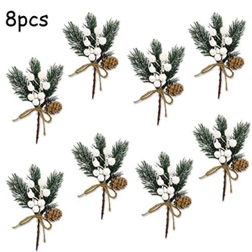 MEMOVAN White Christmas Berries Picks 8 Pack for Decor
