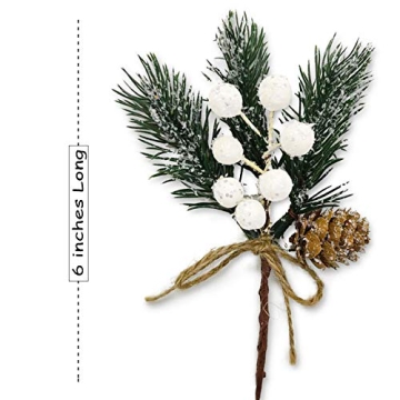 MEMOVAN White Christmas Berries Picks 8 Pack for Decor