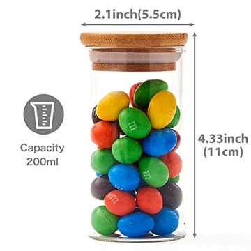 EZOWare 7oz Clear Glass Jars - Airtight Food Storage