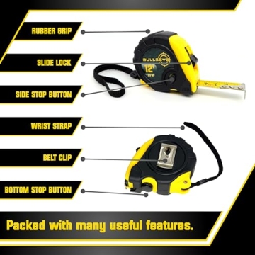 Compact Bullseye Tape Measure 12 Foot 3-Pack