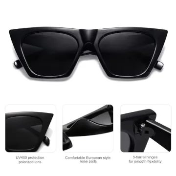 SOJOS Oversized Cateye Polarized Sunglasses Women Black Grey
