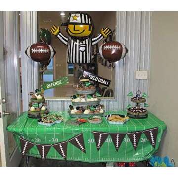 4 Pack Game Day Football Touchdown Tablecover 54" x 78" | 1 "Touchdown" letter banner | Ideal for Superbowl, NFL Games, Playoffs, Birthdays, Tailgate, Baby Shower, Football Party