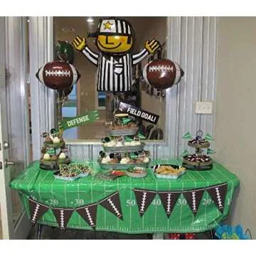 4 Pack Game Day Football Touchdown Tablecover 54" x 78" | 1 "Touchdown" letter banner | Ideal for Superbowl, NFL Games, Playoffs, Birthdays, Tailgate, Baby Shower, Football Party