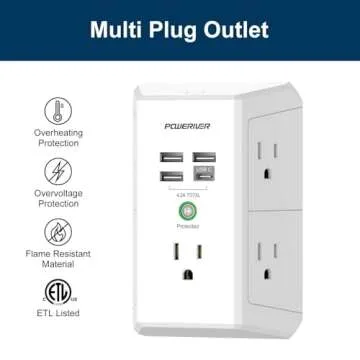 Surge Protector with 4 USB Ports Multi Outlet Extender