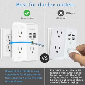 Surge Protector with 4 USB Ports Multi Outlet Extender