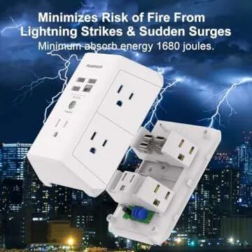 Surge Protector with 4 USB Ports Multi Outlet Extender