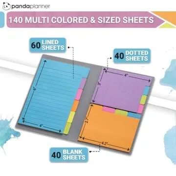 Panda Planner Sticky Notes Set – 140 Spring Colors Sticky Notes for Home, Office, & School – Tabbed, Dotted, Blank, & Lined Sticky Notes for Productivity & Organization (Original Colors)