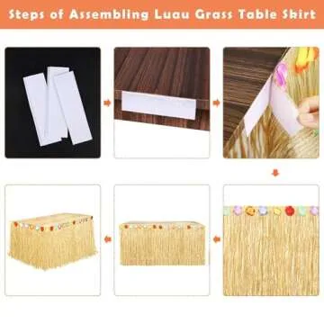 Fovths Luau Grass Table Skirt for Tropical Hawaiian Decor