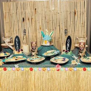 Fovths Luau Grass Table Skirt for Tropical Hawaiian Decor