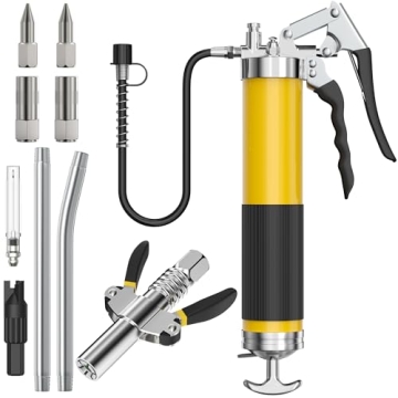 Heavy Duty Grease Gun Kit - 14 Oz, 8000 PSI, Pistol Grip