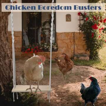 HahaMagic Chicken Swing Toy for Large Chicken Coop, Chicken Enrichment Toy for Hens and Roosters, Natural Wooden Handmade Chicken Coop Accessories, Ideal Gift for Chicken Owners and Chicken Lovers