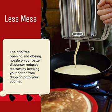 Chef Buddy AF031006 Pancake Batter Dispenser, 24 oz, Stainless Steel