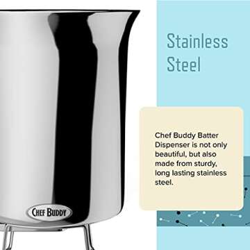 Chef Buddy AF031006 Pancake Batter Dispenser, 24 oz, Stainless Steel