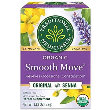 Traditional Medicinals Tea, Organic Smooth Move, Relieves Occasional Constipation, Senna, 48 Tea Bag...