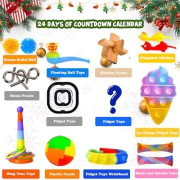 Fidget Advent Calendar 2024 for Kids Adults, Christmas Countdown Calendar with Fun Sensory Fidget Toys, Count Down to Christmas with 24 Days of Surprises Christmas Presents Box for Boys Girls Teens