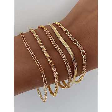 Gold Bracelets for Women - 14K Real Gold Plated Sets