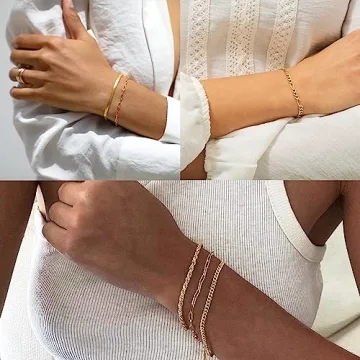 Gold Bracelets for Women - 14K Real Gold Plated Sets