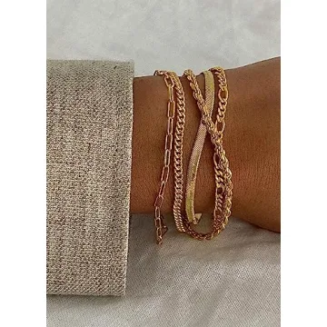 Gold Bracelets for Women - 14K Real Gold Plated Sets