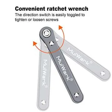 MULWARK 20pc 1/4 Ultra Low Profile Mini Ratchet Wrench Close Quarters Screwdriver Set with High Torque - Right Angle EDC Tool with 90 Degree Mini Offset Reversible Drive Handle & Multi Hex Bits Set
