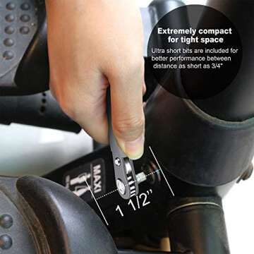 MULWARK 20pc 1/4 Ultra Low Profile Mini Ratchet Wrench Close Quarters Screwdriver Set with High Torque - Right Angle EDC Tool with 90 Degree Mini Offset Reversible Drive Handle & Multi Hex Bits Set