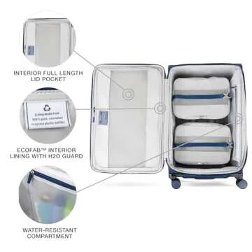 Travelpro VersaPack+ Lightweight Softside Expandable Checked Luggage, 8 Spinner Suitcase, TSA Lock, Men and Women, Checked Large 29-Inch, Estate Blue