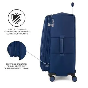 Travelpro VersaPack+ Lightweight Softside Expandable Checked Luggage, 8 Spinner Suitcase, TSA Lock, Men and Women, Checked Large 29-Inch, Estate Blue