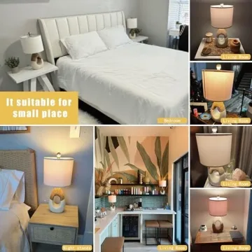 OYEARS Boho Table Lamps Bedroom Living Room Set 2 Small Farmhouse Rattan Table Lamp 19”Rustic Home Decoration Nightstand Bedside Lamp for Office Compatible with Smart Light Bulbs(Not Include Bulbs)