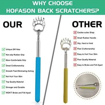HOFASON 6 Pack Back Scratcher for Men Women, Christmas Stocking Stuffers Novelty Idea Bear Claw Telescopic Scratcher Back Massager Tool, Festival Birthday Christmas Gifts Extendable Back Scratcher