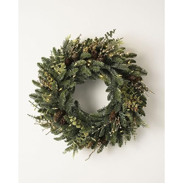 Balsam Hill Holiday Mountain Meadow Artificial Wreath, 26in