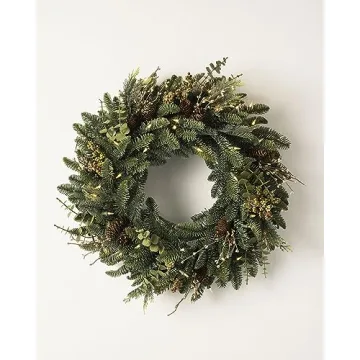 Balsam Hill Holiday Mountain Meadow Artificial Wreath, 26in