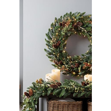 Balsam Hill Holiday Mountain Meadow Artificial Wreath, 26in