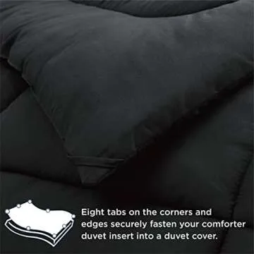 Bedsure Comforter Duvet Insert - Quilted Comforters Queen Size, All Season Duvet, GentleSoft™ Down Alternative Bedding, with 8 Tabs, Gifts for Women/Men, Black, Queen 88 x 88 Inches