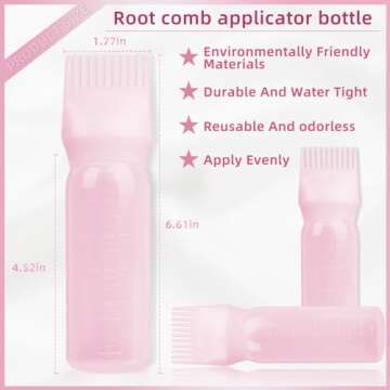 BLAAROOM Root Comb Applicator Bottle 6 Ounce, 2 Pack Hair Oil Applicator Bottle, Hair Dye Bottle App...