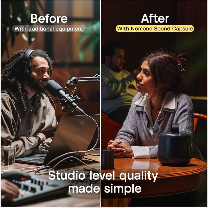 Nomono Sound Capsule – Portable Podcast Kit with Software – 4X HD Microphones for Studio Quality, Charging Case – Equipment Bundle with Premium Design – Made in Norway