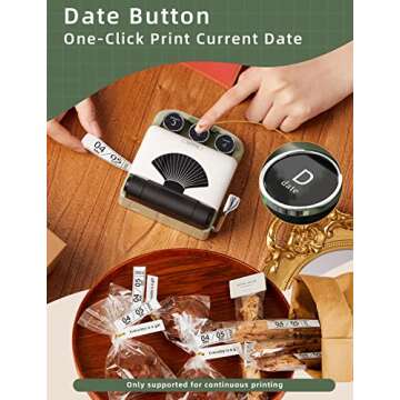 Makeid Q1 Label Maker Machine with Tape HD(300dpi), ONE-Click Time Printing Bluetooth Label Makers for Home Office, Compatible with iOS & Android - Clear Prints, Multiple Templates Font, Retro Design