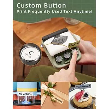 Makeid Q1 Label Maker Machine with Tape HD(300dpi), ONE-Click Time Printing Bluetooth Label Makers for Home Office, Compatible with iOS & Android - Clear Prints, Multiple Templates Font, Retro Design