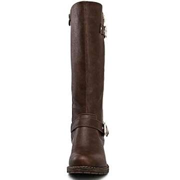 GLOBALWIN Women's Quilted Knee-High Boots Fall Winter Fashion Riding Brown Boots For Women Size 8.5M