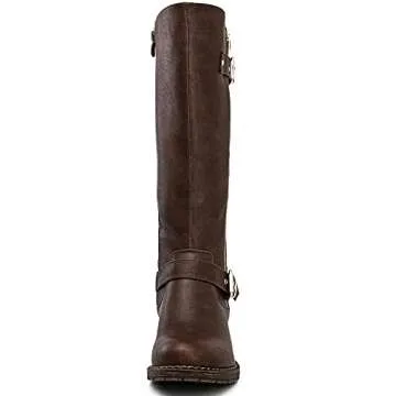 GLOBALWIN Women's Quilted Knee-High Boots Fall Winter Fashion Riding Brown Boots For Women Size 8.5M