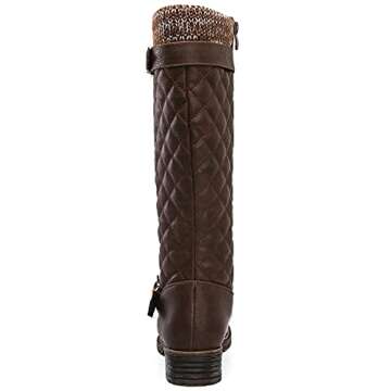 GLOBALWIN Women's Quilted Knee-High Boots Fall Winter Fashion Riding Brown Boots For Women Size 8.5M
