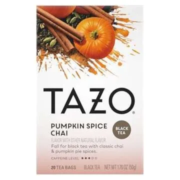 TAZO Pumpkin Spice Chai Tea Bags, Black Tea, Holiday Gift For Tea Lovers, 20ct (6pk)