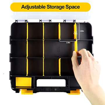 TMYIOYC Double Side Tool Box Organizer, Hardware Storage Box, Portable Small Parts Organizer with Removable Plastic Dividers for Screws, Nuts, Nails, Bolts