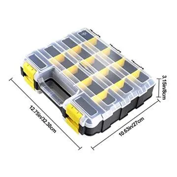 TMYIOYC Double Side Tool Box Organizer, Hardware Storage Box, Portable Small Parts Organizer with Removable Plastic Dividers for Screws, Nuts, Nails, Bolts