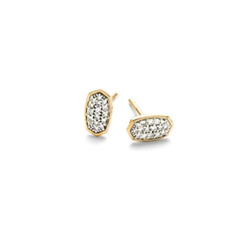 Kendra Scott White Diamond Marisa Stud Earrings in 14k Yellow Gold - Elegant & Timeless