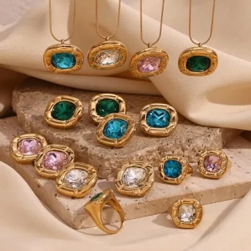 Elegant ZIRPEARA 18K Gold Plated Jewelry Set for Women