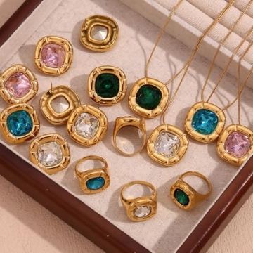 Elegant ZIRPEARA 18K Gold Plated Jewelry Set for Women