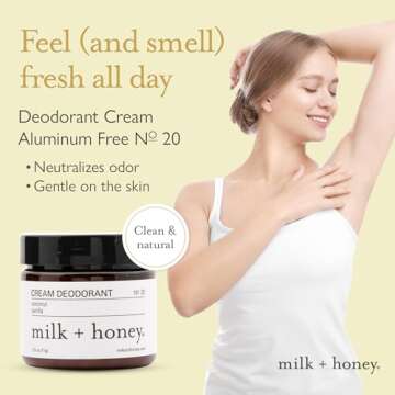 milk + honey Cream Deodorant No. 20, Aluminum Free Deodorant with Coconut and Vanilla, Natural Deodo...
