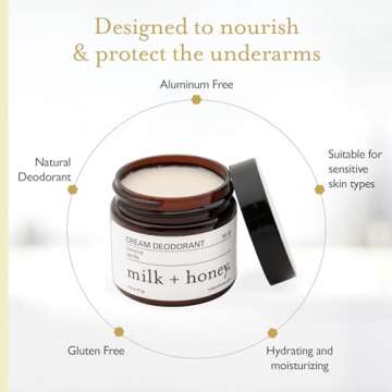 milk + honey Cream Deodorant No. 20, Aluminum Free Deodorant with Coconut and Vanilla, Natural Deodorant for Men and Women, for All Skin Types, 2.5 Oz