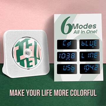 Kogoda Desktop CD Player Portable with Bluetooth,Dual Stereo Speakers, CD Music Player for Home with...