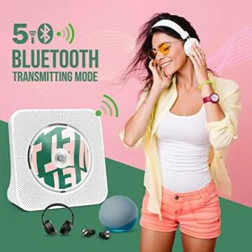 Kogoda Desktop CD Player Portable with Bluetooth,Dual Stereo Speakers, CD Music Player for Home with Remote Control,Dust Cover,FM Radio,LED Screen,3.5mm Jack AUX Input Output,White,Gift